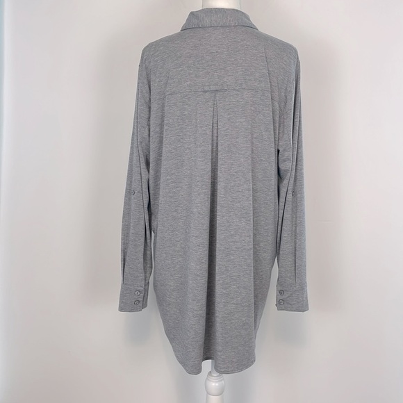 Soft Surroundings Gray Collared Long Sleeve Button Up Shirt. Size Large. - Picture 5 of 12